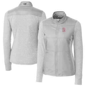 Women's Cutter & Buck  Gray Birmingham Barons Stealth DryTec Hybrid Quilted Full-Zip Windbreaker Jacket