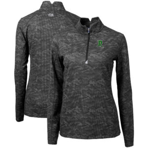Women's Cutter & Buck  Black Dayton Dragons Traverse Camo Stretch Quarter-Zip Pullover Top