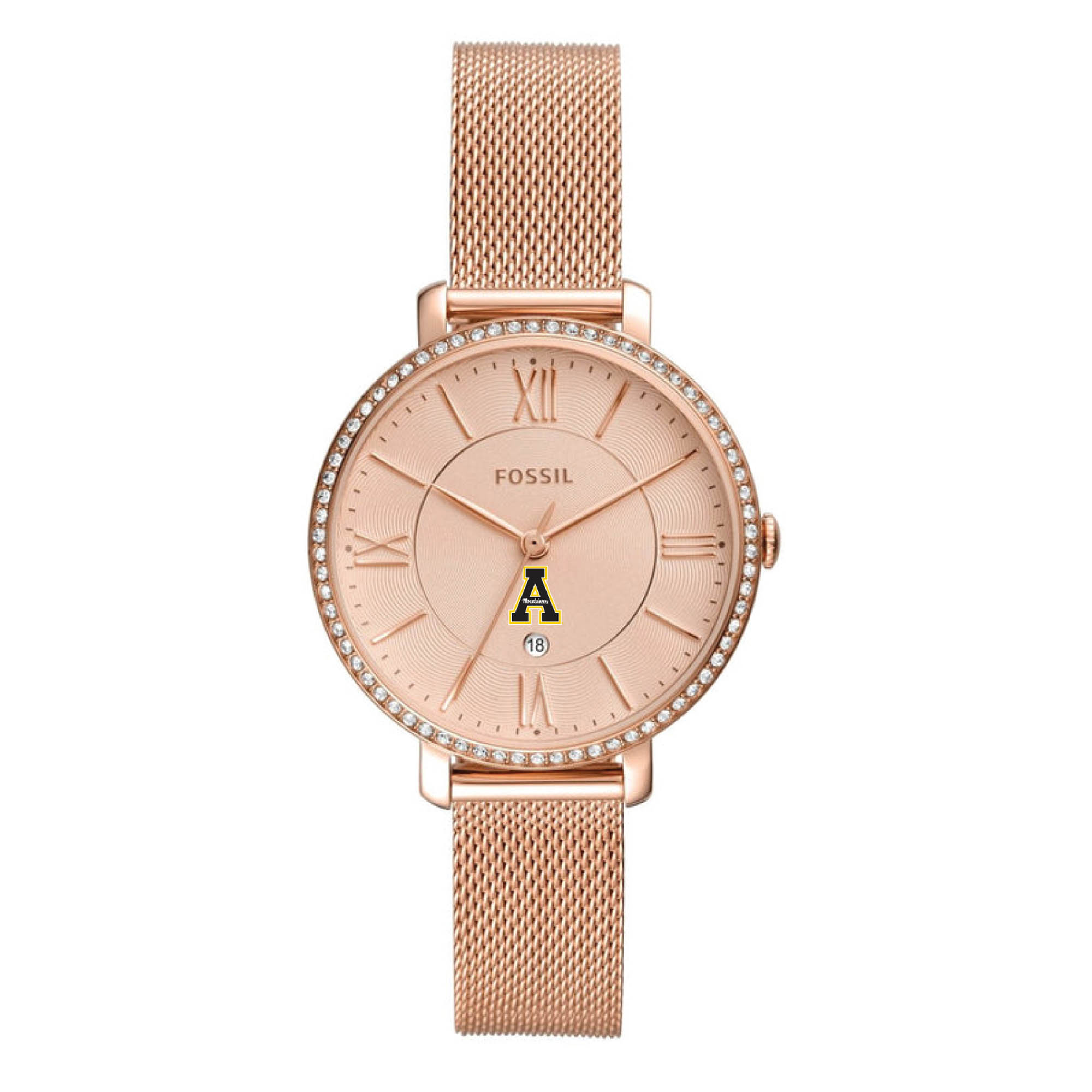 Women's Fossil Rose Gold Appalachian State Mountaineers Jacqueline Stainless Steel Watch