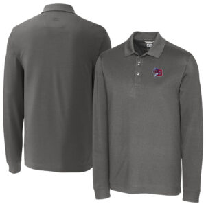 Men's Cutter & Buck Gray Buffalo Bisons DryTec Advantage Tri-Blend Pique Long Sleeve Polo