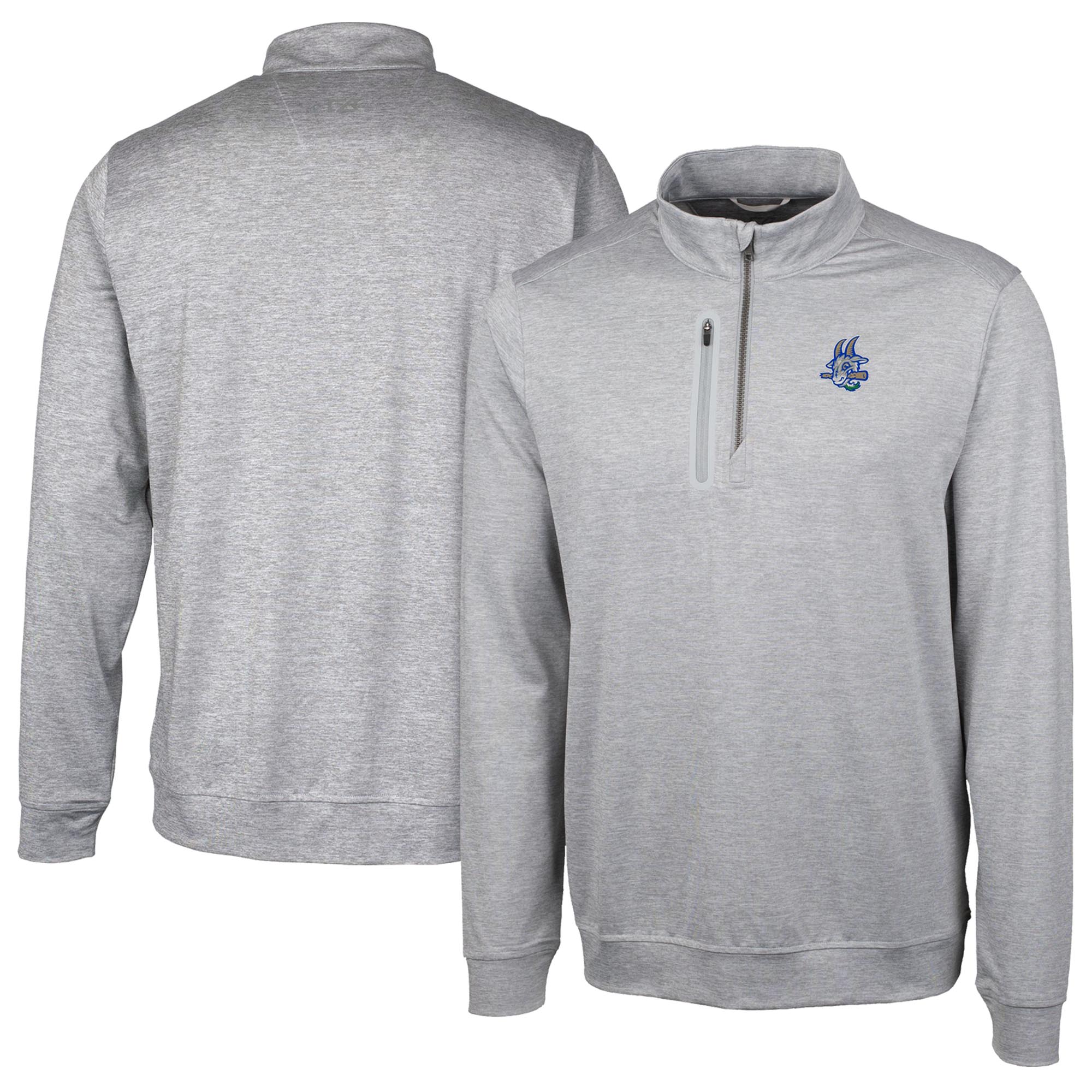 Men's Cutter & Buck Gray Hartford Yard Goats Stealth Heathered Quarter-Zip Top