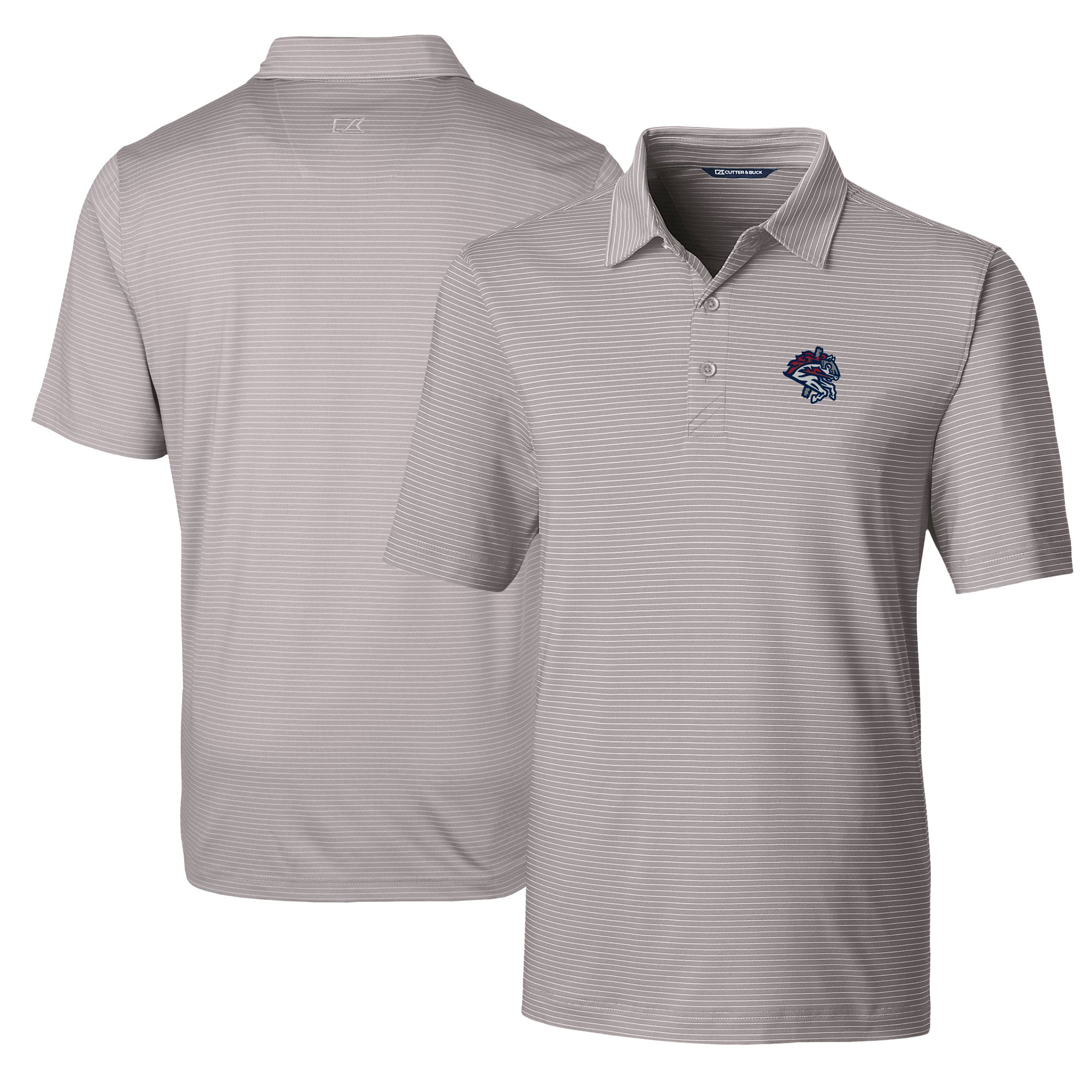 Men's Cutter & Buck Gray Binghamton Rumble Ponies Big & Tall Forge Pencil Stripe Stretch Polo