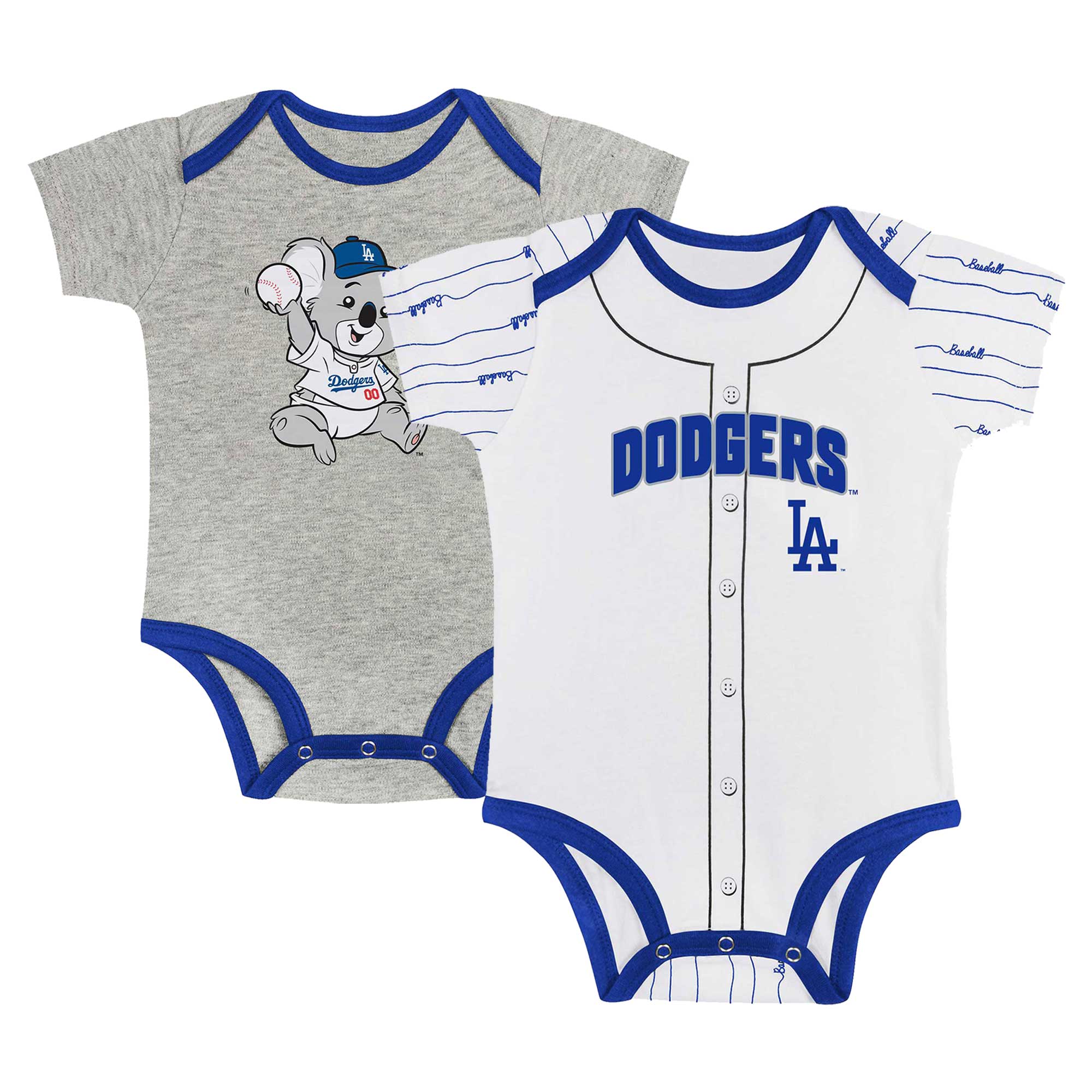 Newborn & Infant Gray/White Los Angeles Dodgers Two-Pack Play Ball Bodysuit Set - Image 7