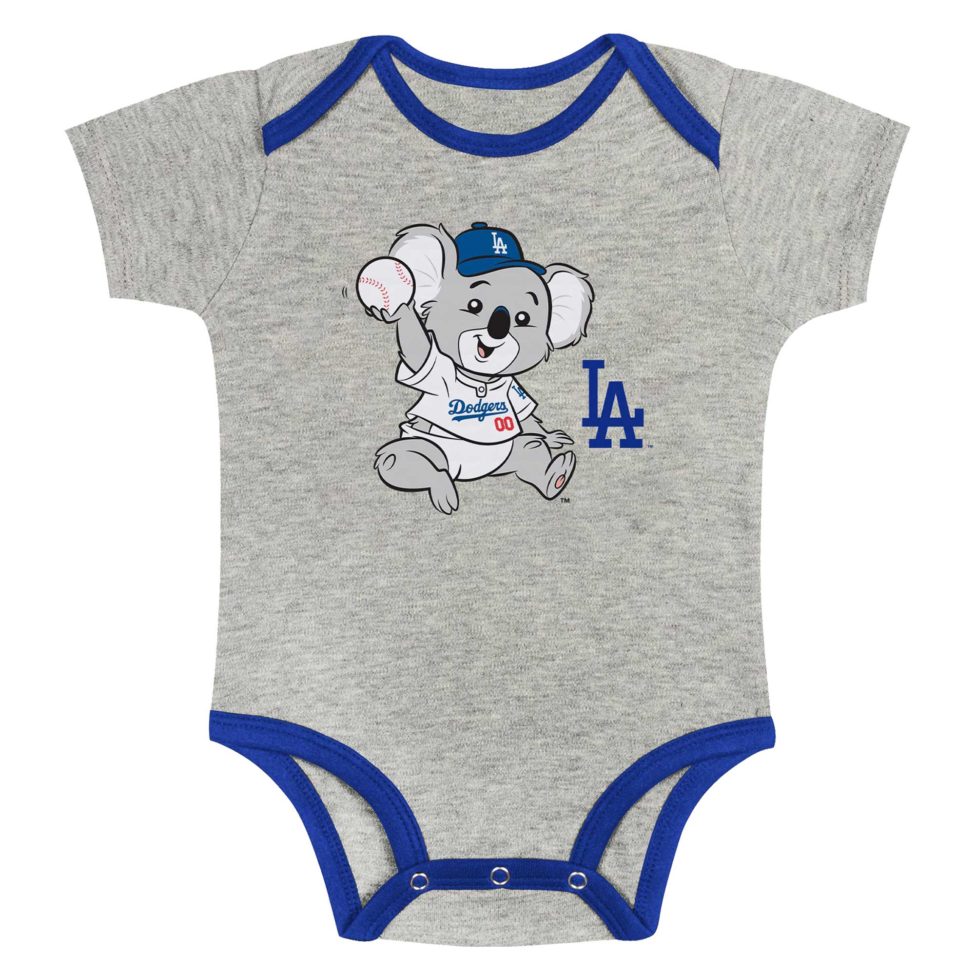 Newborn & Infant Gray/White Los Angeles Dodgers Two-Pack Play Ball Bodysuit Set - Image 8