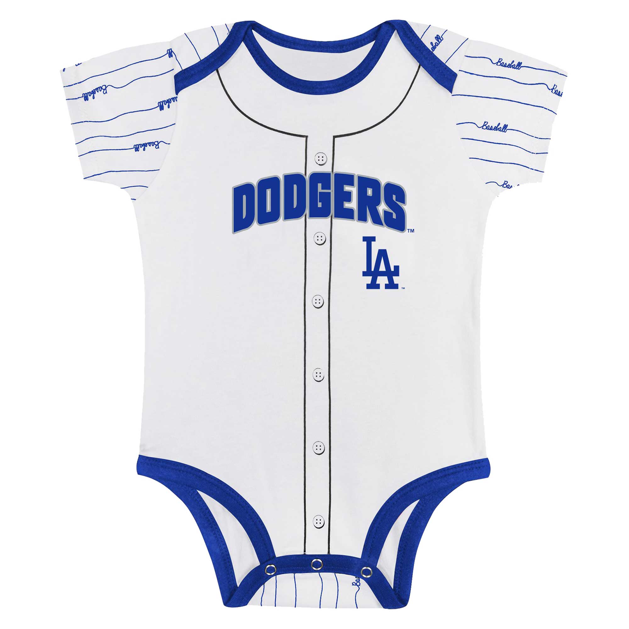 Newborn & Infant Gray/White Los Angeles Dodgers Two-Pack Play Ball Bodysuit Set - Image 10