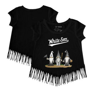 Girls Toddler Tiny Turnip Black Chicago White Sox Gnomes Fringe T-Shirt