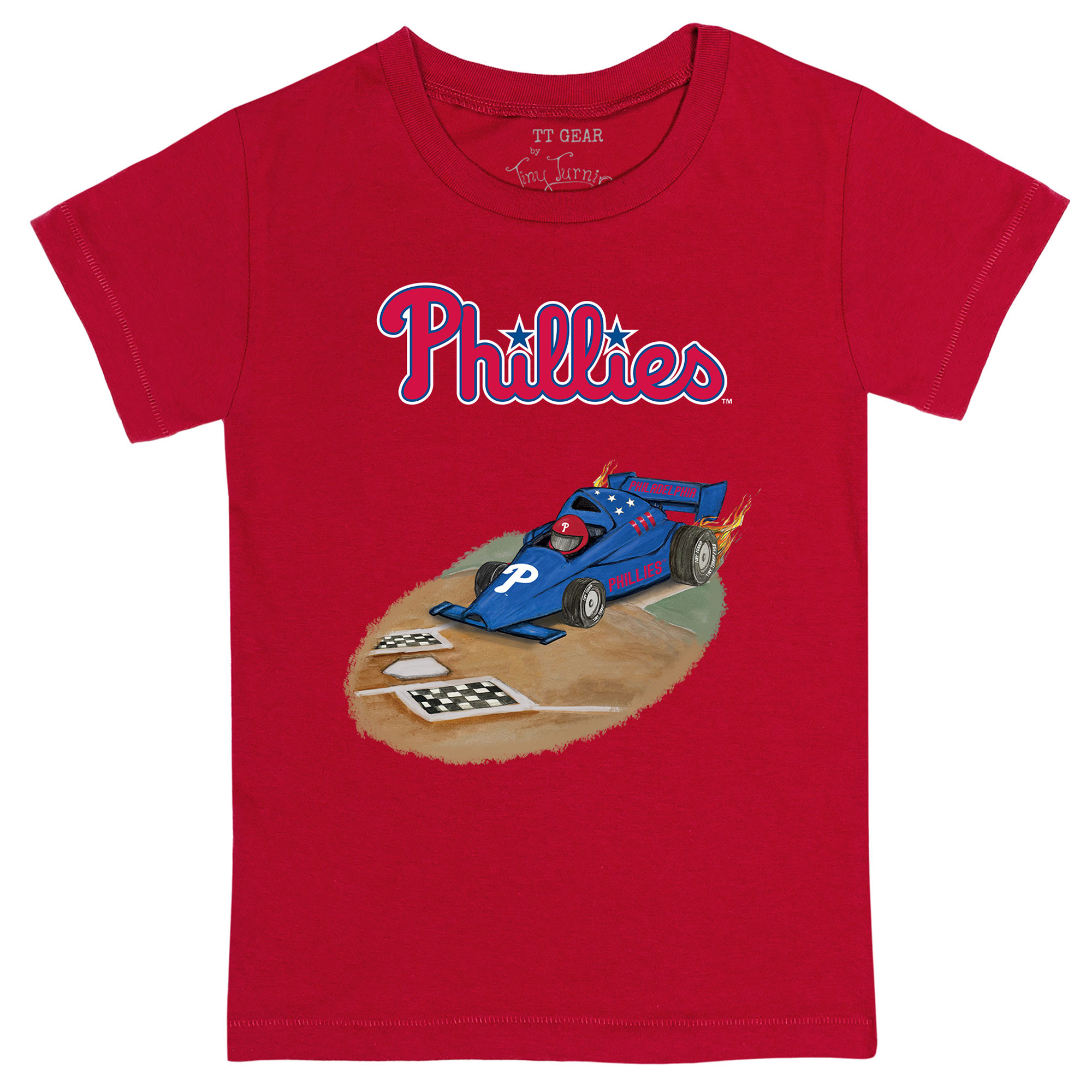 Toddler Tiny Turnip Red Philadelphia Phillies Race Car T-Shirt - Image 6