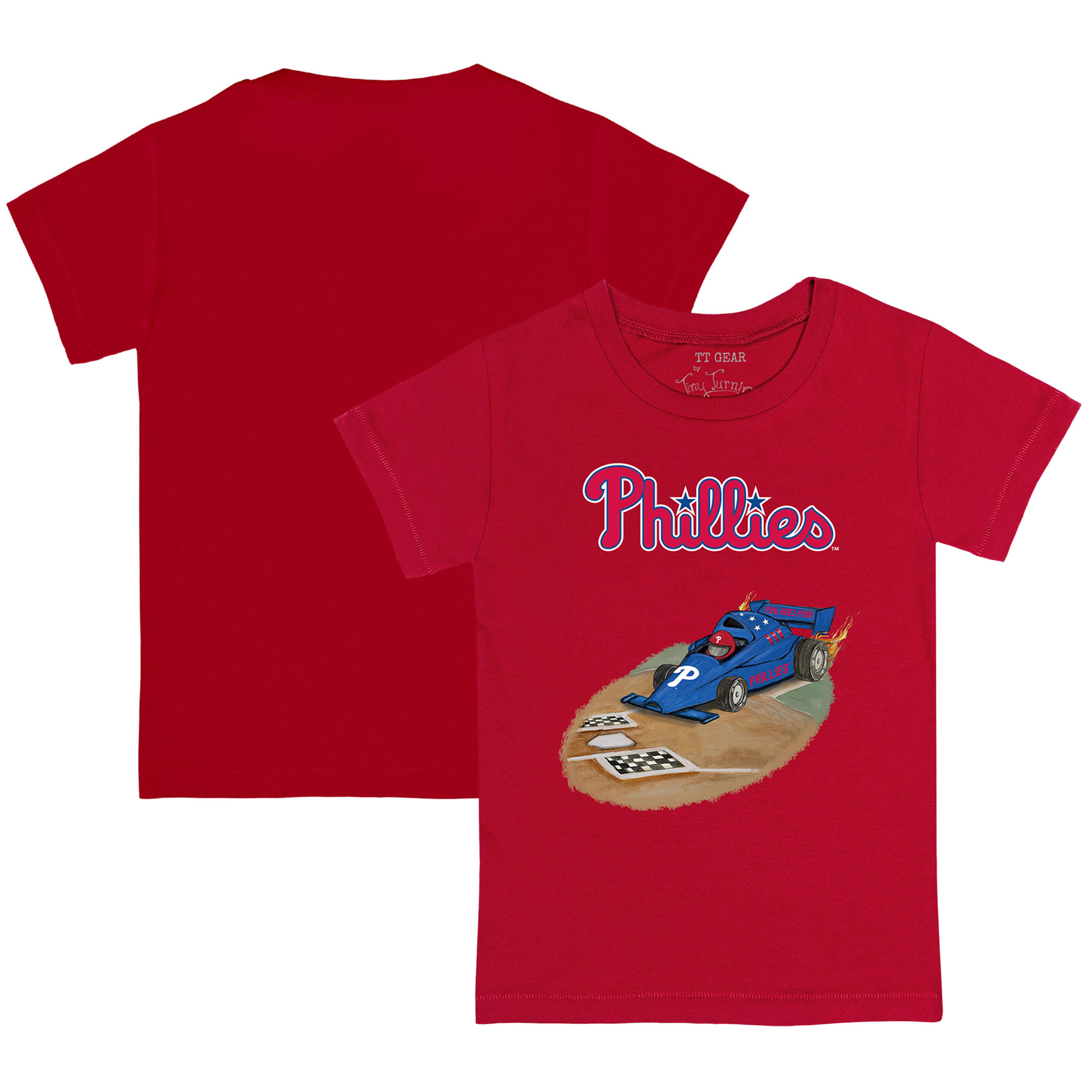 Toddler Tiny Turnip Red Philadelphia Phillies Race Car T-Shirt