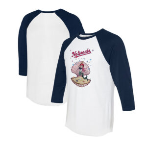 Unisex Tiny Turnip White/Navy Washington Nationals Mermaid 3/4-Sleeve Raglan T-Shirt