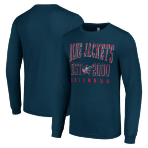 Men's Starter Navy Columbus Blue Jackets  Logo Graphic Long Sleeve T-Shirt