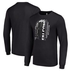 Men's Starter Black Atlanta Falcons Half Helmet Logo Long Sleeve T-Shirt