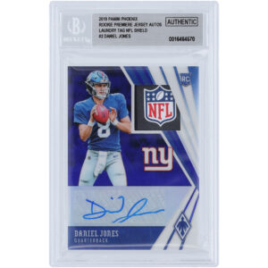 Daniel Jones New York Giants Autographed 2019 Panini XR NFL Shield Relic #RJA-DJ #1/1 BGS Authenticated Rookie Card