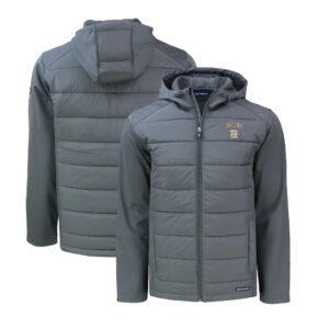 Men's Cutter & Buck Gray Texas Rangers City Connect Big & Tall Evoke Hybrid Eco Softshell Recycled Full-Zip Hooded Jacket
