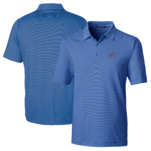 Men's Cutter & Buck  Blue Atlanta Braves City Connect Forge Pencil Stripe Stretch Polo