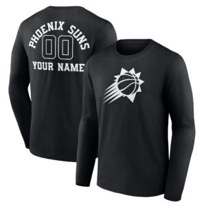 Men's Black Phoenix Suns Personalized Name & Number Monochrome Long Sleeve T-Shirt