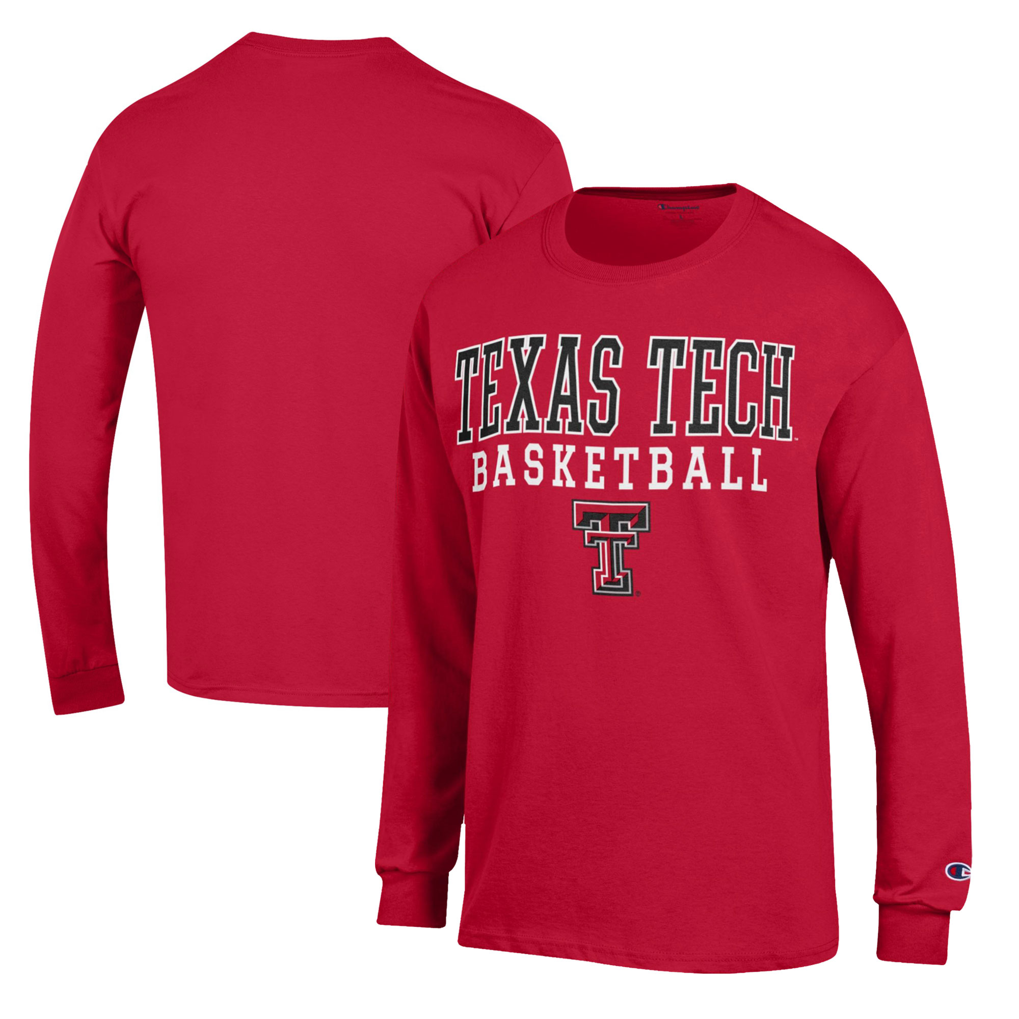 Men's Champion Red Texas Tech Red Raiders Basketball Stack Long Sleeve T-Shirt - Image 2