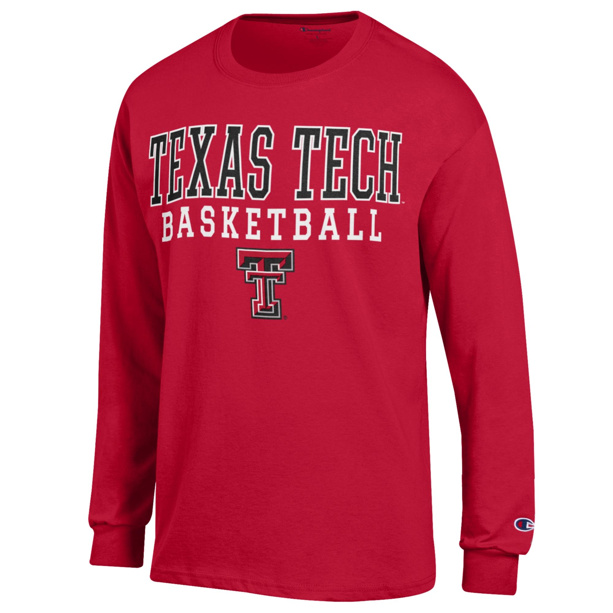 Men's Champion Red Texas Tech Red Raiders Basketball Stack Long Sleeve T-Shirt - Image 3