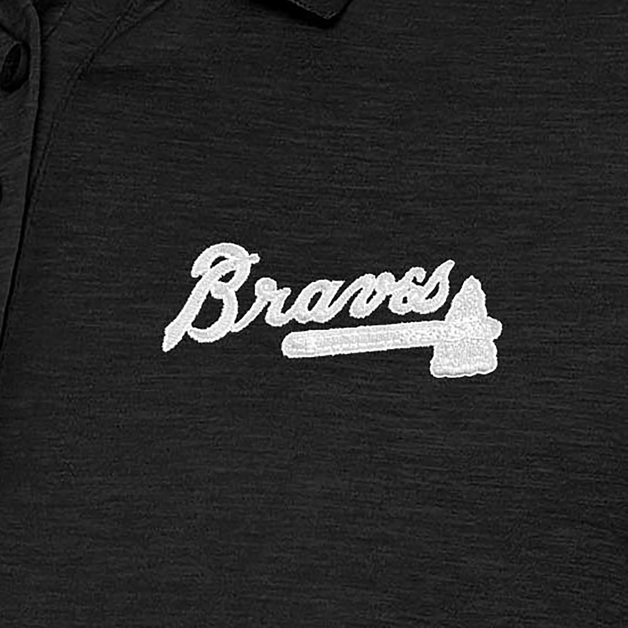 Women's Antigua Black Atlanta Braves Play Through Polo Dress - Image 5