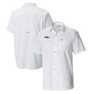 Men's Columbia  White Seattle Seahawks Slack Tide Omni-Wick Button-Up Camp Shirt