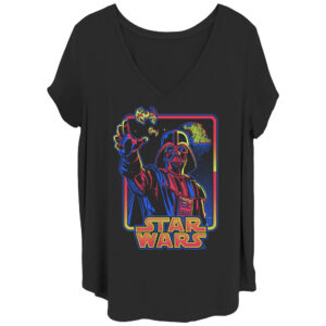 Women's Mad Engine Darth Vader Black Star Wars Hypercolor Dark Side Graphic Plus Size V-Neck T-Shirt