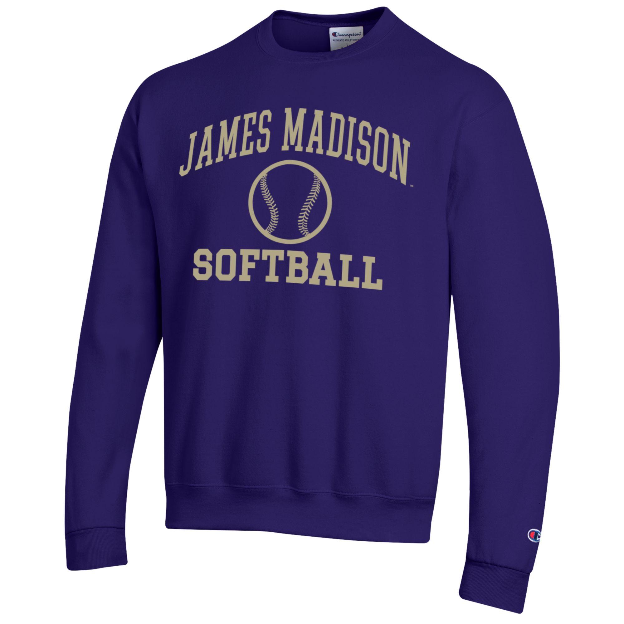 Men's Champion Purple James Madison Dukes Icon Softball Powerblend Pullover Sweatshirt - Image 3