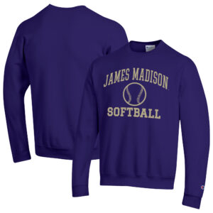 Men's Champion  Purple James Madison Dukes Icon Softball Powerblend Pullover Sweatshirt