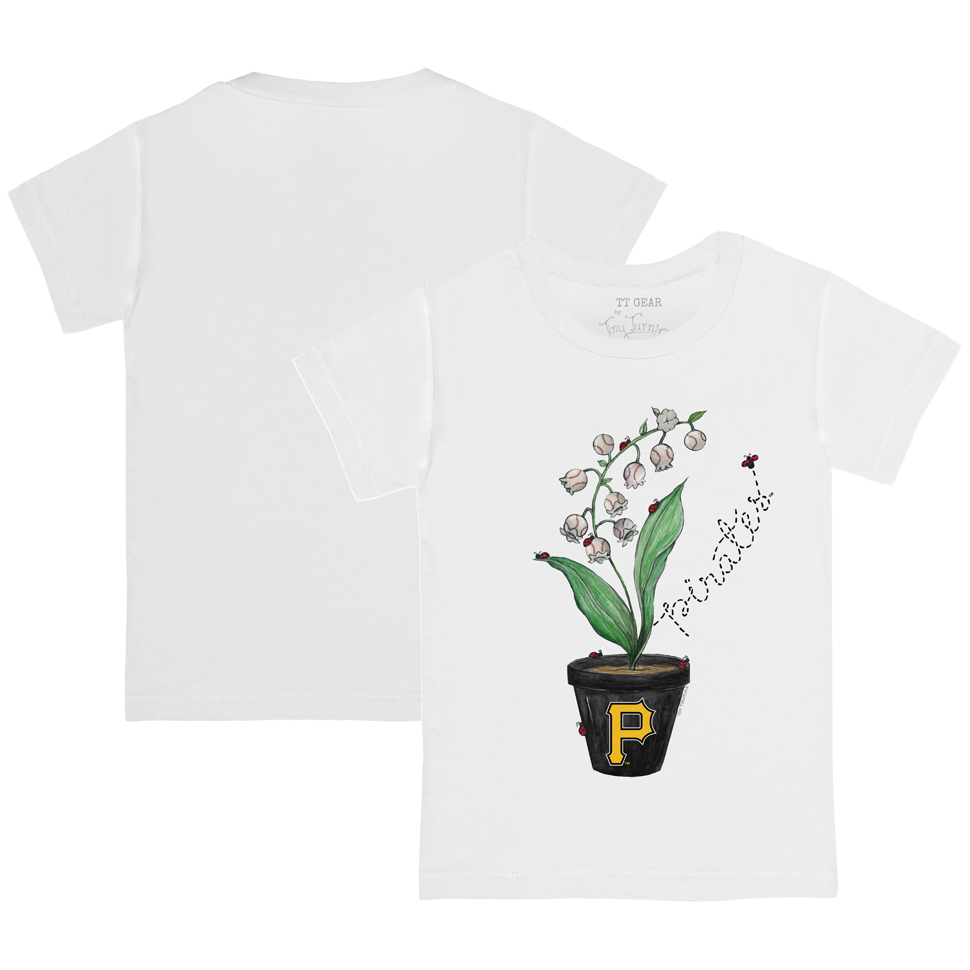 Toddler Tiny Turnip White Pittsburgh Pirates Lilies and Ladybugs T-Shirt