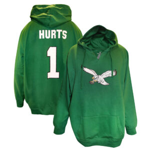 Women's Fanatics Jalen Hurts Kelly Green Philadelphia Eagles Plus Size Player Name & Number V-Neck Pullover Hoodie