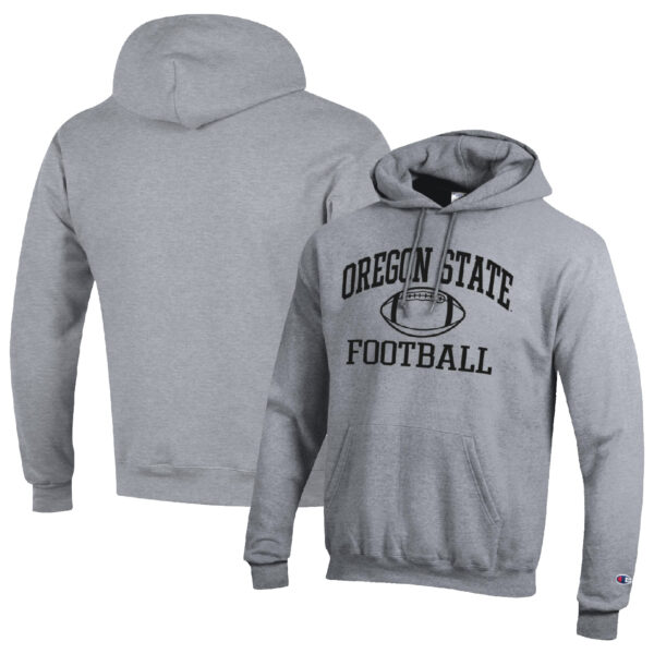 Men's Champion Heather Gray Oregon State Beavers Football Icon Pullover Hoodie - Image 5