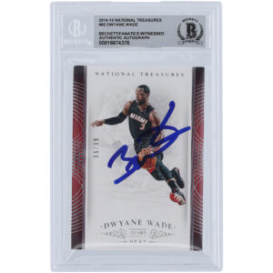 Dwyane Wade Miami Heat Autographed 2014-15 Panini National Treasures #82 #/99 Beckett Fanatics Witnessed Authenticated 10 Card