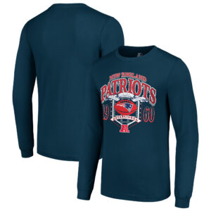 Men's Starter Navy New England Patriots Retro Long Sleeve Graphic T-Shirt