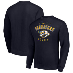 Men's Starter Navy Nashville Predators Team Logo Graphic Fleece Pullover Sweatshirt