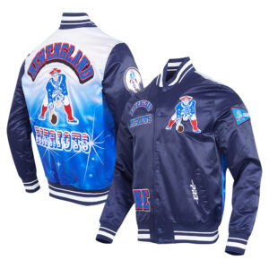 Men's Pro Standard Navy New England Patriots Sublimated Satin Full-Snap Jacket