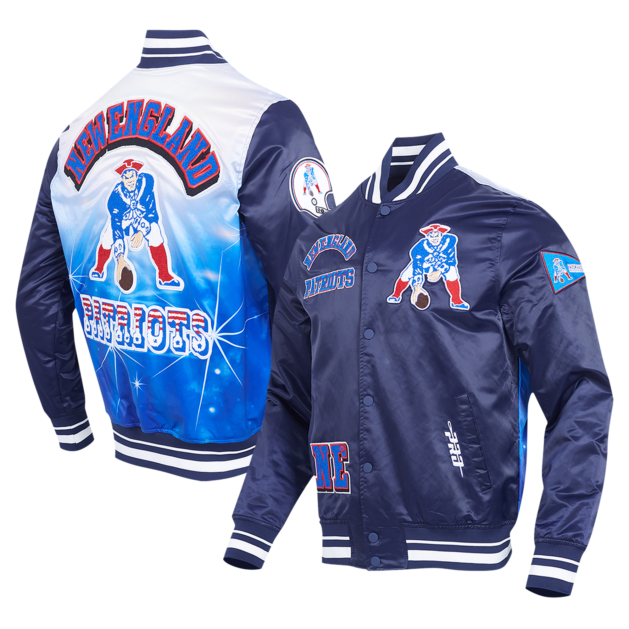 Men's Pro Standard Navy New England Patriots Sublimated Satin Full-Snap Jacket