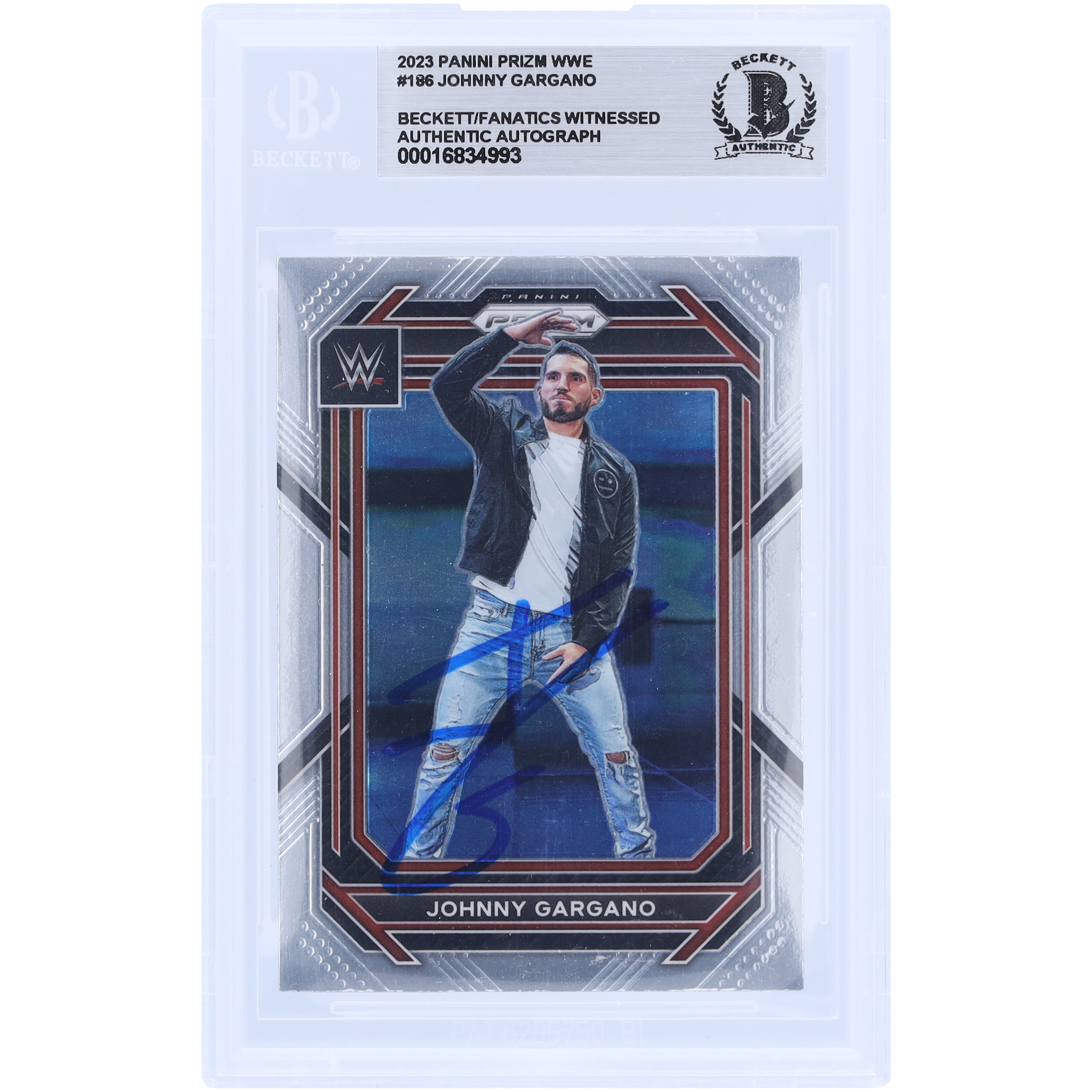 Johnny Gargano WWE Autographed 2023 Panini Prizm #186 Beckett Fanatics Witnessed Authenticated Card - Image 2