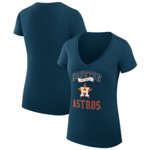Women's G-III 4Her by Carl Banks Navy Houston Astros Team Logo Graphic V-Neck Fitted T-Shirt