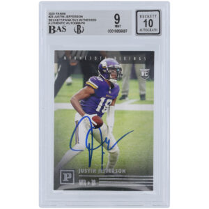 Justin Jefferson Minnesota Vikings Autographed 2020 Panini Chronicles Canvas #PA-23 Beckett Fanatics Witnessed Authenticated 9/10 Rookie Card