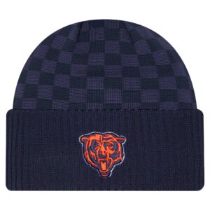 Men's New Era Navy Chicago Bears Checkered Cuffed Knit Hat