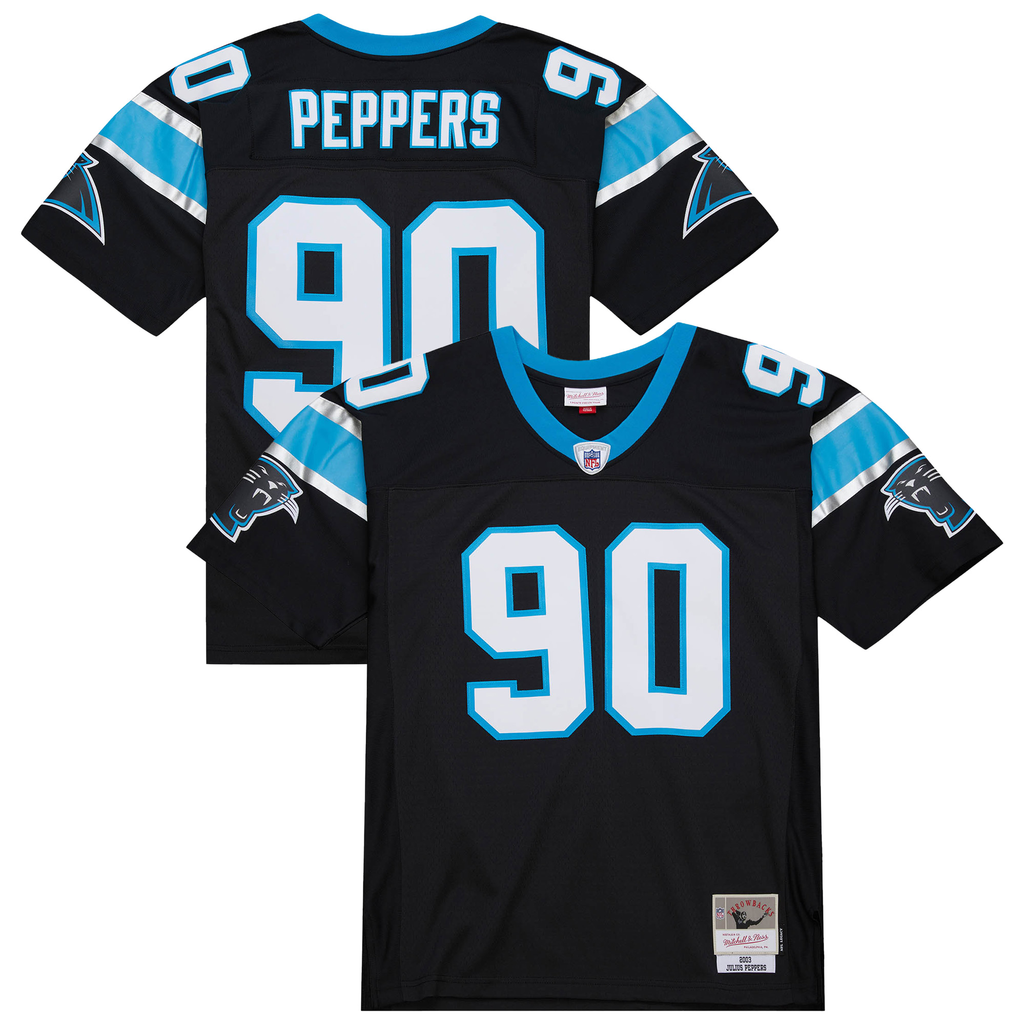 Men's Mitchell & Ness Julius Peppers Black Carolina Panthers Big & Tall 2003 Alternate Legacy Retired Player Jersey