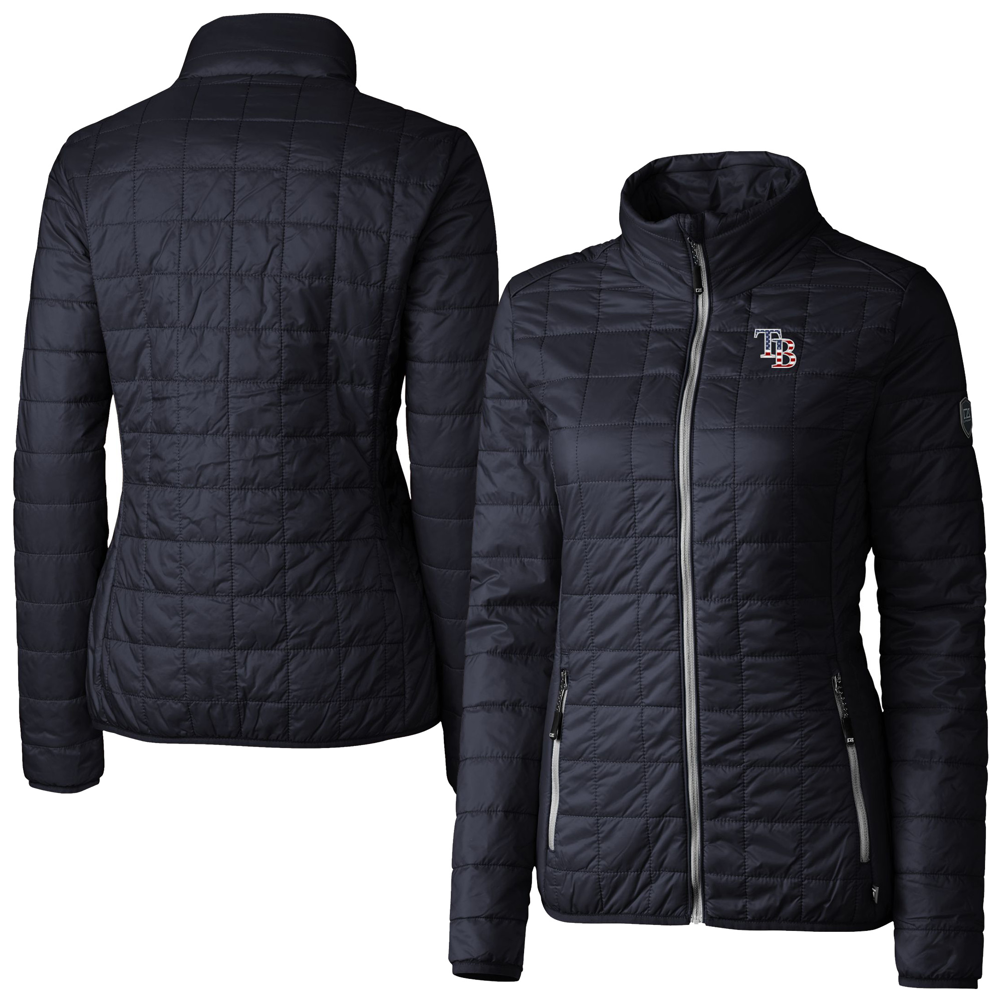 Women's Cutter & Buck Navy Tampa Bay Rays Americana Rainier PrimaLoft Eco Insulated Full-Zip Puffer Jacket - Image 2