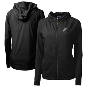 Women's Cutter & Buck Black Cincinnati Reds Cooperstown Collection Adapt Eco Knit Hybrid Recycled Full-Zip Hoodie
