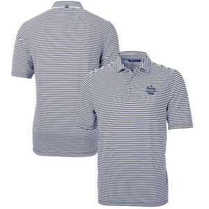 Men's Cutter & Buck Navy Notre Dame Fighting Irish Big & Tall Play Like A Champion Today Virtue Eco Pique Stripe Recycled DryTec Tri-Blend Polo
