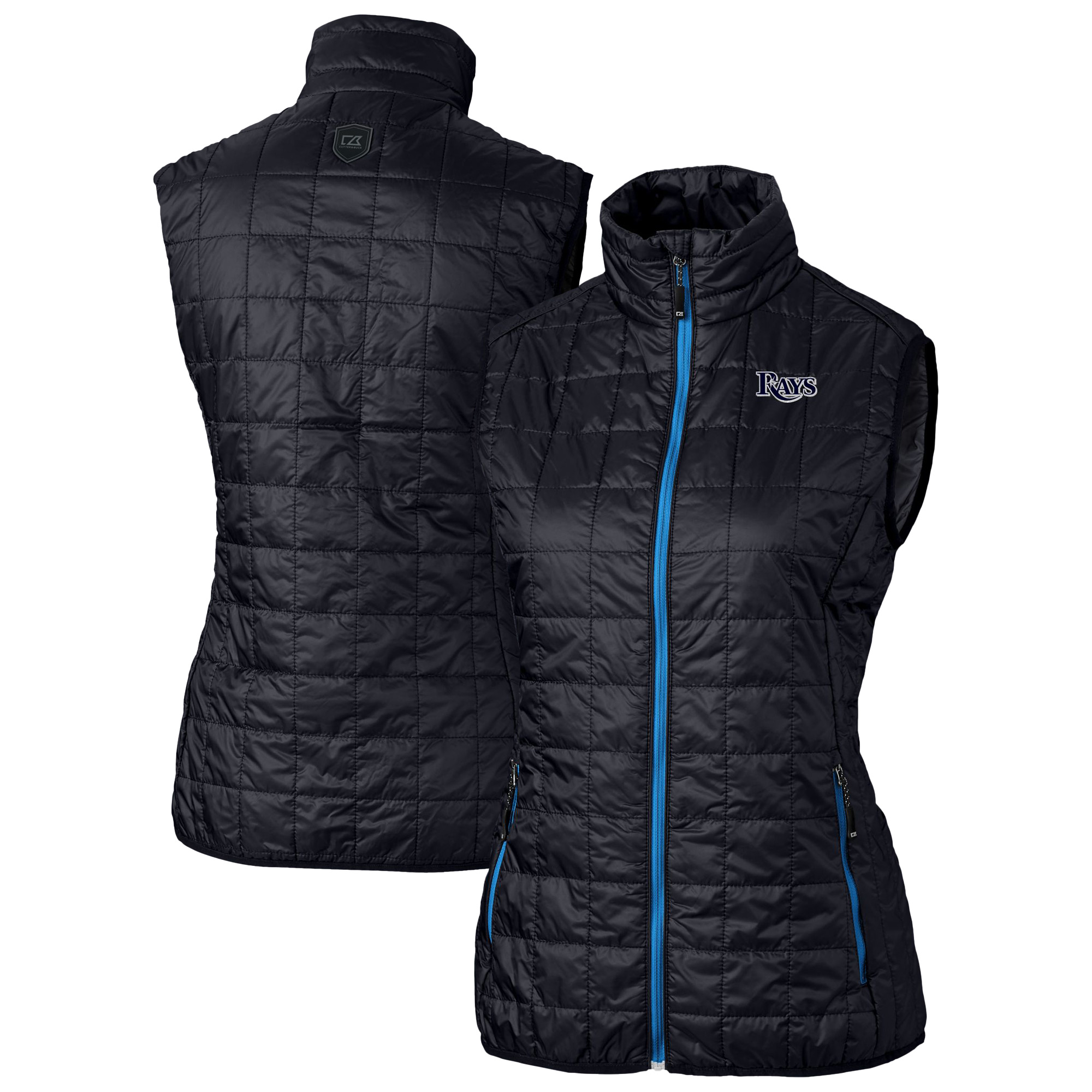 Women's Cutter & Buck Navy Tampa Bay Rays Rainier PrimaLoft Eco Insulated Full-Zip Puffer Vest - Image 2