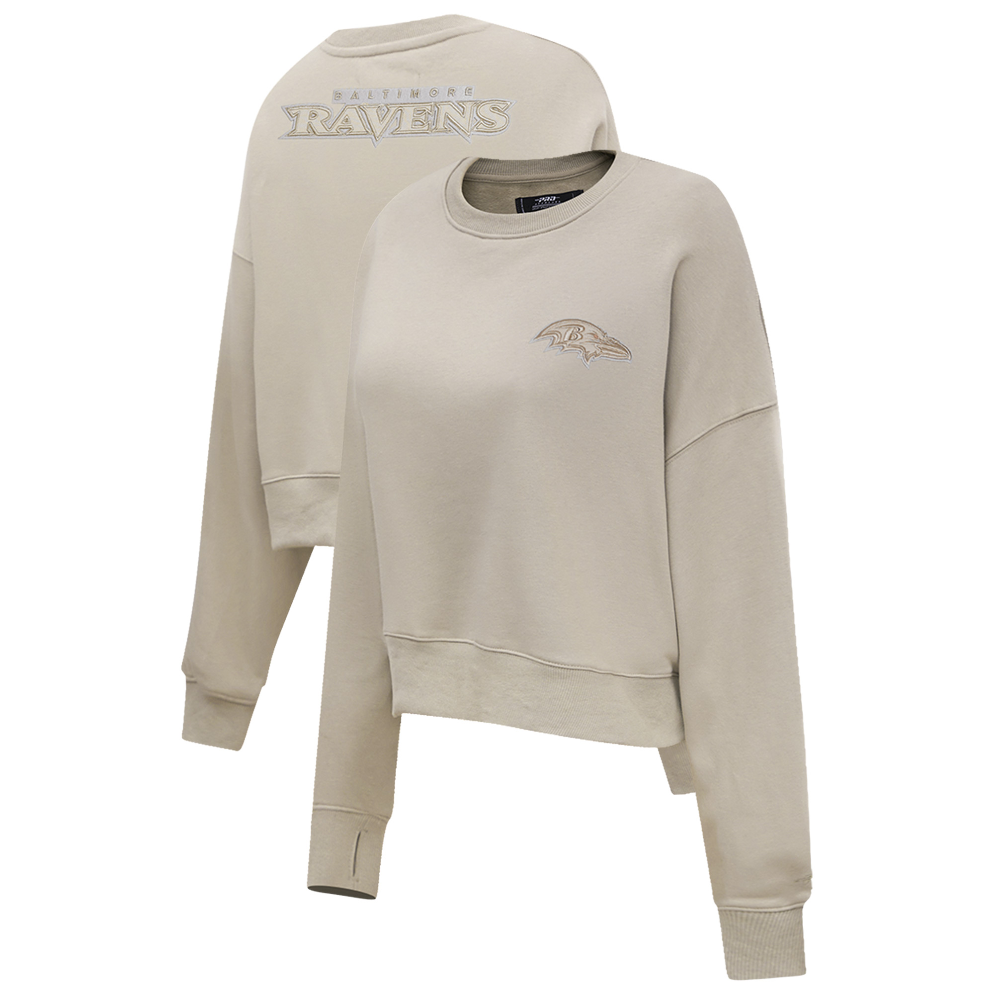 Women's Pro Standard Tan Baltimore Ravens Neutral Fleece Pullover Sweatshirt