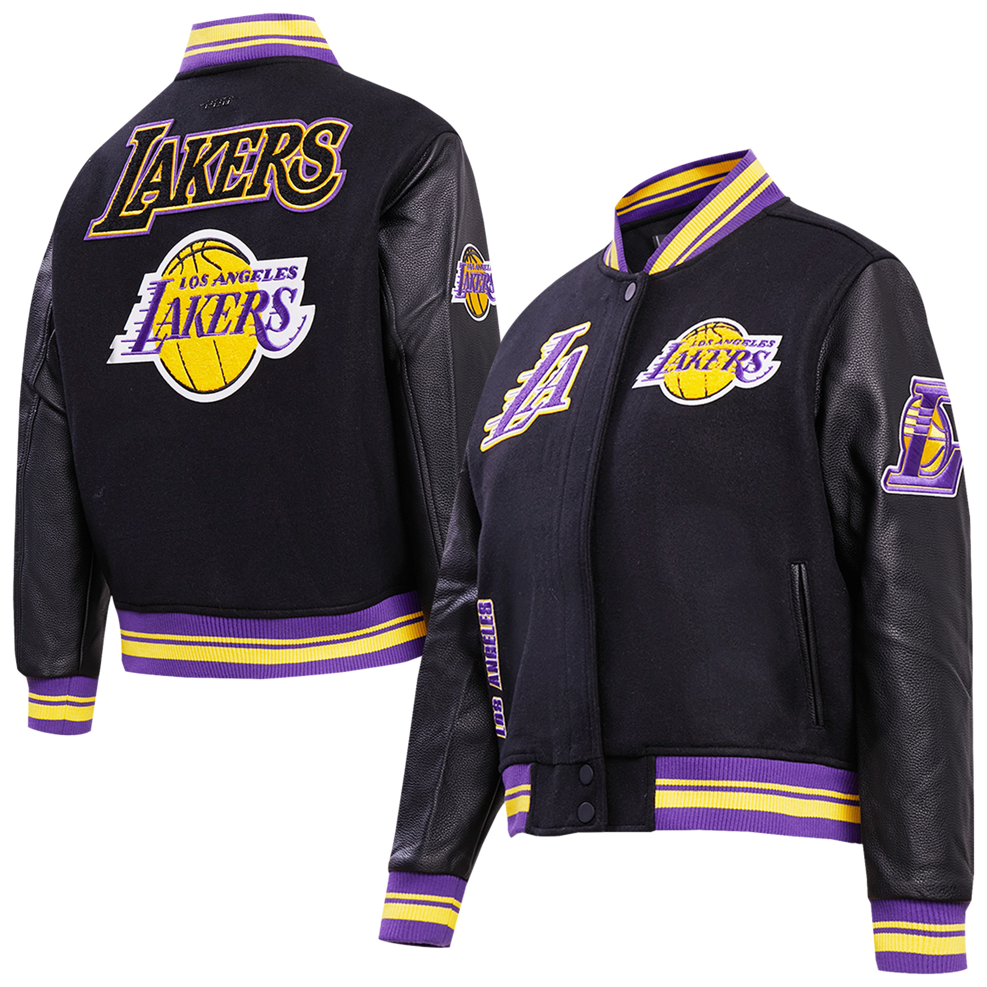 Women's Pro Standard Black Los Angeles Lakers Retro Classic Full-Zip Varsity Jacket