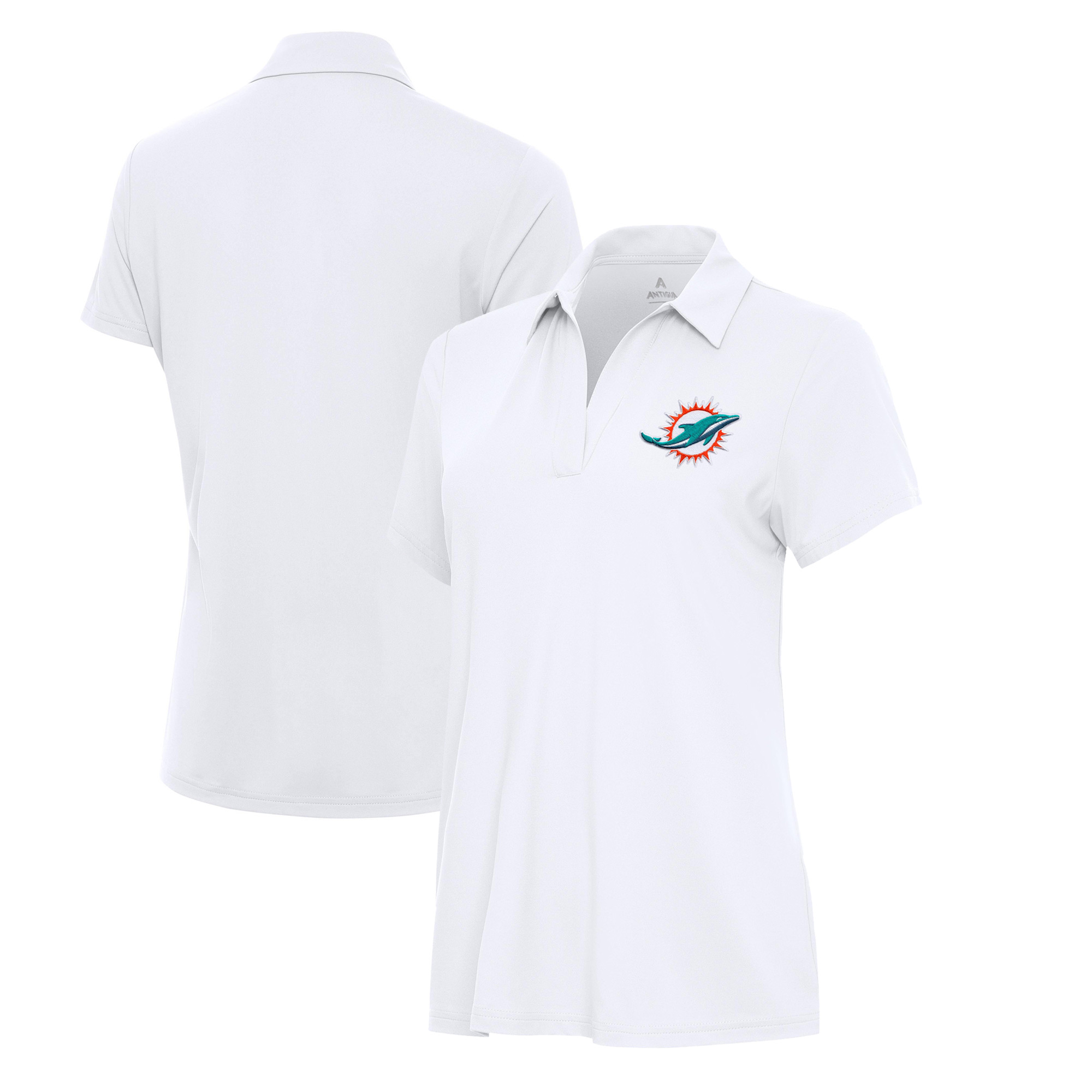 Women's Antigua White Miami Dolphins Era V-Neck Polo