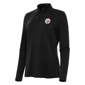 Women's Antigua  Black Pittsburgh Steelers Reprocess Quarter-Zip Top