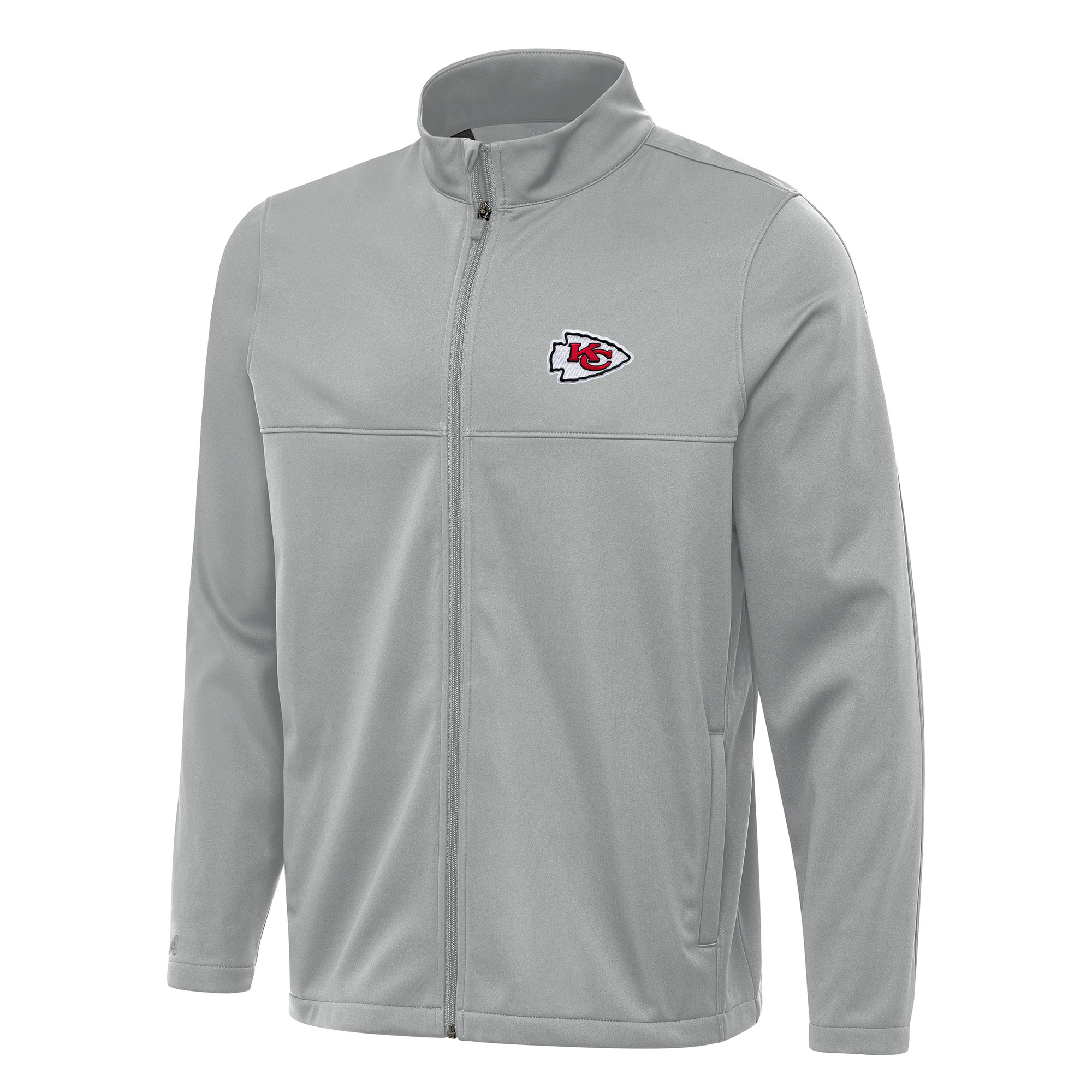 Men's Antigua Gray Kansas City Chiefs Links 2 Full-Zip Golf Jacket
