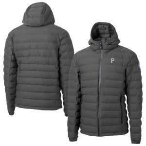 Men's Cutter & Buck Gray Pittsburgh Pirates Mission Ridge Repreve® Eco Insulated Full-Zip Hoodie Puffer Jacket