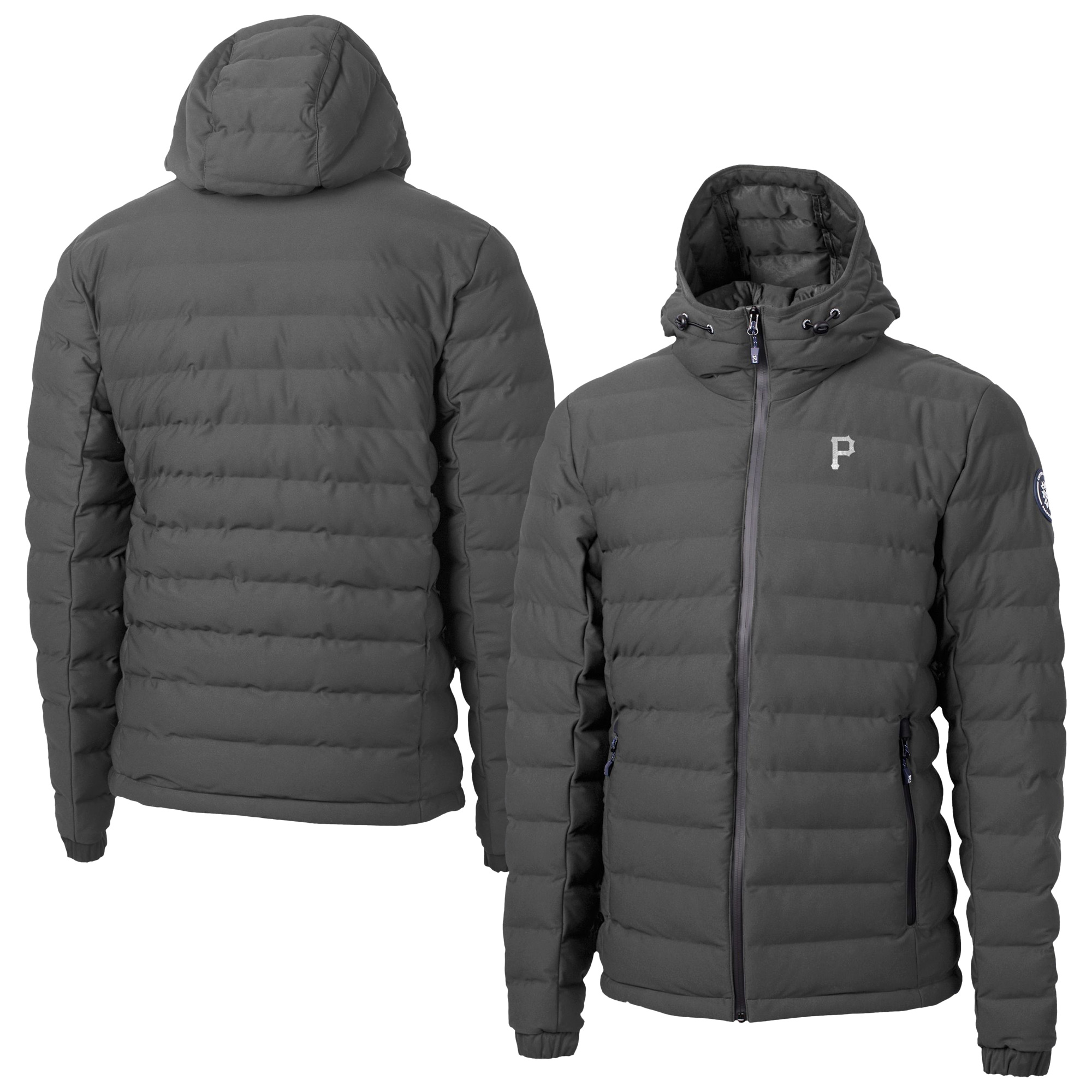 Men's Cutter & Buck Gray Pittsburgh Pirates Mission Ridge Repreve® Eco Insulated Full-Zip Hoodie Puffer Jacket